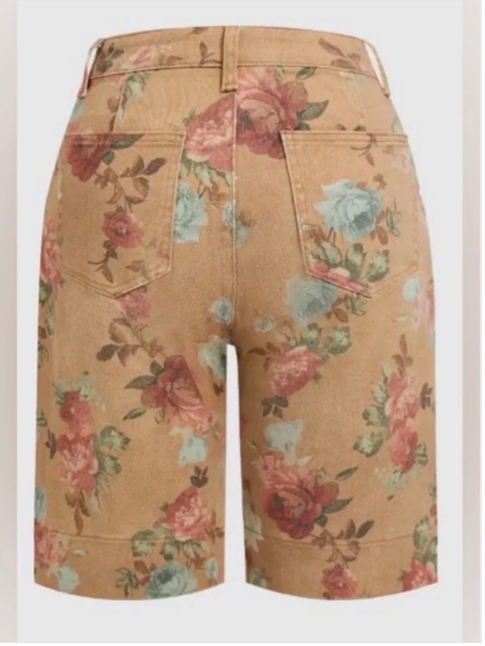 NWT Flamingals Floral Print Patch Pocket High Rise Bermuda Shorts M - Picture 5 of 6